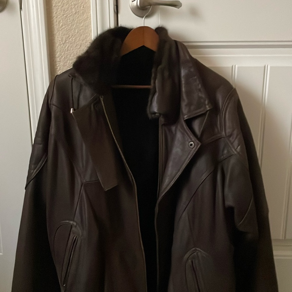 REAL Mink Fur & Leather Bomber Coat